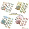 Gift Wrap 80st Butterfly Stickers Clear Bling Glitter holografiska fjärilar klistermärke BK för scrapbooking kuvert journaling drop otrph