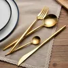 Kubac Nouveau 24pcs Set Golden Cutlery Leon Top en acier inoxydable steak lnife fourche de fourche 30pcs Couvoirs