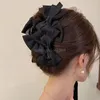 Elegante Frauen schwarze Bogenknoten Doppelschichten Big Hair Claw Fashion Ponytail Hair Clip Girls Hooke Hair Accessoires Geschenke