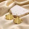 Kolczyki Dangle French Romantyczne geometryczne ginkgo liść wisiorka złota platowane oświadczenie duże studia gotyckie akcesoria biżuterii impreza