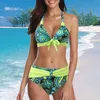 Women's Swimwear 2023 Swimsuit Printed Triangle Bikini Split Large Swim Suits Teen Girl