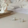 Hoop oorbellen S925 Sterling Silver Butterfly Ear Studs For Women Fashion Simple Sieraden Vriendelijke vriend feest geschenken