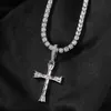 Hip Hop Topbling T Zircon Cross Pendant Halsband Kvinnor Män gåva 18K Real Gold Plated Religion Jewelry