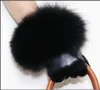 High grade women's leather gloves sheepskin winter warm plus velvet thick cuffs big fur touch screen 2023 231222