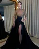 Elegante abito da concorso serale nera 2024 a maniche corte con maniche corte a collo alto abiti formali di compleanno in raso