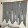 Plaques décoratives macrame mur suspendu à la main Bohemian Cotton Rope Boho Tapestry Home Decor Grey