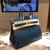 70% Factory Outlet Off All handmade pure leather bag women's handbag 1p blue on sale