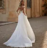 Boho eine Linie Hochzeitskleid 2024 für die Braut Illusion Rücken gegen Nackenperlen Spitze Blumen Braut Frauen Kleider Vestido de Novia Robe de Mariage