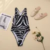 Women's Swimwear Swimsuit2022 Women's swimsuit One piece conservative black and white print ins style swimsuit 1836