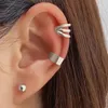 Backs oorbellen zilveren kleur drie laag brede clip voor vrouwen mannen creatief eenvoudige c ear manchet niet-piercing set trend sieraden