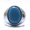 Big Blue Blue Stone Ring 316L en acier inoxydable ou Black Rock Party Gift 238p