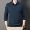 Męskie koszulki T-shirt z długim rękawem Sprężyna jesień stały kolor lapowy moda Wysokiej jakości swobodny luźne młodzież proste wszechstronne topy pulowerowe