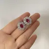 Stud Oevas 100% 925 Sterling Silver 6*8mm Ruby Stud Earrings for Women Sparking 5a+ Zircon 2 karatörhängen Partigåvor Fina smycken