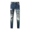 Amirj kot tasarımcı jeanshigh sokak deliği yıldız yama erkekler kadın amirj yıldız nakış paneli streç kusbi kot pantolonlar mor yırtılmış amirs kot 4057