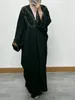 Ethnische Kleidung Frauen Eid Muslim Abaya Ramadan Jalabiya Langer Robe Fledermaushülle Strickjacke Abayas Lose bescheidene Dubai Kaftan Perlen Applikationen