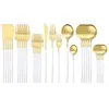 30pcs białe złoto sztućce LNife Deser Fork łyżka obiadowa stołowa stół stołowa ze stali nierdzewnej Silverware Silne oprogramowanie 201128245h