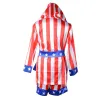 New Children Boxing Match Shawl Robe Suit Black Red Boxer Cosplay Costume Boxing Robe Pants Set For Kid