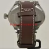 Sport voor herenhorloges Nieuwe 42 mm Big Montre D 'Aviateur Black Dial 510401 Automatische heren Watch Silver Case Leather Riem Hig2658