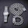 ZESWAŻAJ Naszyjka Bransoleta Hiphop Krawężnik Kubańska sieć złota mrożona w Miami Paved Rhinestones CZ Bling Rapper for Men Party Jewelry Gift x220k