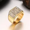 Titanium Steel Set Diamante Men Fashion Rings Gold 11 mm Taille 7-12220Q
