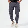 Men's Pants Side Pocket Men Trousers Mid Waist Cargo With Multi Pockets Button Zipper Closure Soft Breathable For Ankle-banded