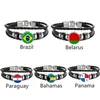 Charm Bracelets Brazil Belarus Paraguay Bahamas Panama Flag Multilayer Leather Bracelet Fashion Men And Women Jewelry334L