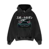 Nowe kwaśne myte z kapturem anime JDM GTR graficzny nadruk pullover moda luźna 100% bolączki haruku unisex streetwear