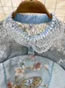 Robes décontractées de la piste de mode Designer vintage robe de fête femme à revers perlé broderie en dentelle en diamant papillon jacquard