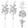 Fleurs décoratives 10 pcs Imitation de Noël baies couronne de fausses baies de baies branches d'arbre pour décoration mousse paillette artificielle