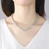 Choucong Unikalne błyszczące wisior w zawieszki luksusowa biżuteria 18k białe złoto okrągły cut 5a Cubic cyrkon cZ Diamond Party Eternity Women Bridal Clavicle Naszyjnik