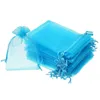 Smyckespåsar 50 stycken 4 by 6 tum Organza Presentväskor Drawstring Wedding Party Favor (Aqua Blue)