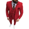 Herrenanzüge Männer Anzug 3 Teile Set Red Black Boutique Business Bankett Hochzeitskleid Ein Knopf Eleganter männlicher Blazer (Jackehose Weste)