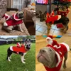 Pies Christmas Pet Ubrania Święty Mikołaj Jazda na płaszcz z kurtką jelenia Kostium odzieżowy dla dużych lub małych 231222