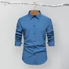 Camisas casuais masculinas Camisa de lapela de lapela de manga longa com botões compridos e magros para o escritório desgaste respirável