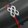 Urok bransolety BPPCCR 2PCS Ustaw Lucky Digital 8 Infinity Red String Linia Nić Kolorowe linie Kobiety miłośnicy Pulseira Jewelry282a