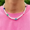 Chokers LACTEO Y2K Candy Colorful Resin Heishi Argile Perles Imitation Perles Plavicule Chaîne de cou Collier Choker Bijoux pour femmes hommes GI254O