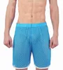 Mesh Men Shorts Seksowna tablica plażowa zobacz przez Fishnet gej męski scena luźna pusta czerwonocze czerwono -biały menu039S3364296