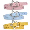 Belts Children Five-pointed Alloy Buckle Belt Sweet Girls Versatile Stars All Holes Female Dresses Jeans PU Leather Waistband