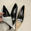 Scarpe vestite puntate donne donne pompe slittamento poco profondo su tacchi a metà sottile grigio nero beige 2024 arrivi di ufficio di ufficio dimensione 35-39 s