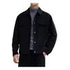 Herrjackor Cool Workwear Jacket Casual Solid Color Cardigan med Turn-Down Collar Pockets For Fall Winter Loose Warm Män