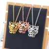 Pendant Necklaces Classic Fashion Leopard Head Cubic Zirconia Stone Animal Panther Necklace For Men Or Women Designer Copper Jewel243t