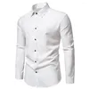 Camisas casuales para hombres camisa de solapa para hombres estilo de negocio formal manga larga con botones suaves de ajuste delgado para la oficina desgaste transpirable