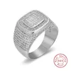 Luxury Hip Hop Micro Pave CZ Stones All Iced Out Bling Ring 925 Silver Gold plaquée HIP-HOP pour hommes bijoux Boy Gift Taille 8-1245I
