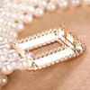 Belts Elegant Women White Pearl Waist Chain Hollow Elastic Belt Buckle Girls Dress Girdle Decor Female Crystal Strap Accessories