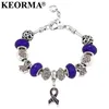 Keorma Breast Cancer Conscience Ribbon Pink Pendant Heart Snake Snake Charm Ajustement Bracelet Bracelet Femmes Mère de la fête Mère G256V