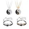 Colliers pendants WLP 2PCS / Set Tai Chi Yin Yang Couper Collier Collier Bracelet Femmes Men Lien Rendre des bijoux tressés réglables