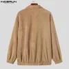 Men's Jackets 2023 Men Corduroy Solid Color Zipper Lapel Long Sleeve Casual Coats Streetwear Loose Fashion Outerwear S-5XL INCERUN