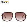 Trioo High Fashion Square Mens Sunglasses Brand Brand Unisex Gold Metal рам