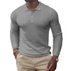 T-shirts pour hommes Athletic au cou de cou sur le cou long à manches longues avec boutons Slim Fit Muscle Tee taille M 2xl Diverses couleurs disponibles