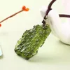 A Natural Moldavite green aerolites crystal stone pendant energy - lot rope Unique Necklace LJ201016217H